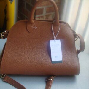 NWT Anna Paola Italian Leather Suede Handbag Model RIVA Color Brown Bag. Italy